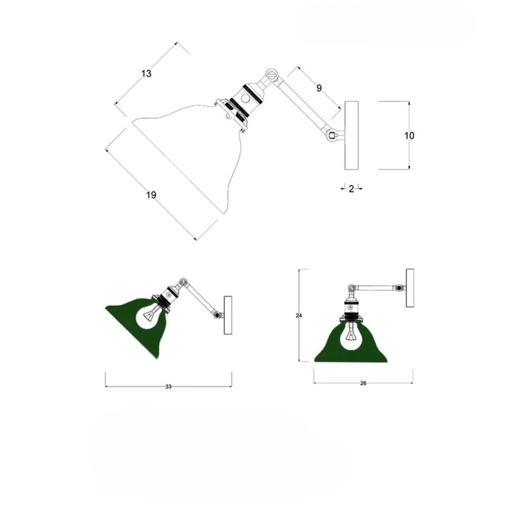 Luz de pared LED articulada de vidrio