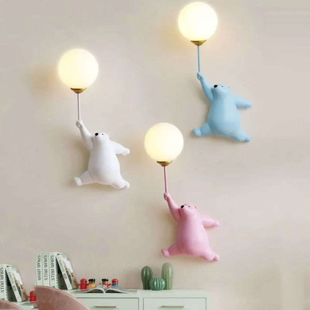 Luz de pared de oso de dibujos animados